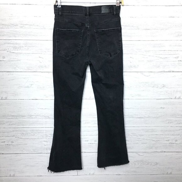 Express Women's Jeans Faded Black High Rise Flare Leg Frayed Hems size 4 - Picture 2 of 9
